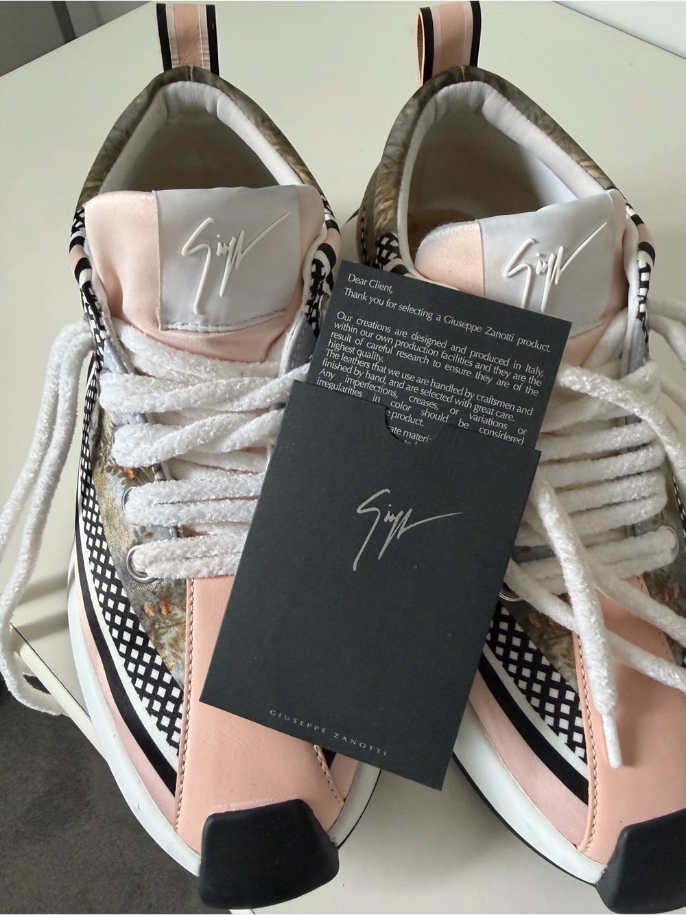 Giuseppe Zanotti Pink, Black & White Women's Low-Top Sneakers